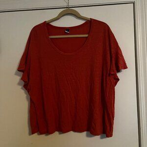 Old Navy Size 2x Pinkish Orange Cropped Top with Flutter Sleeves